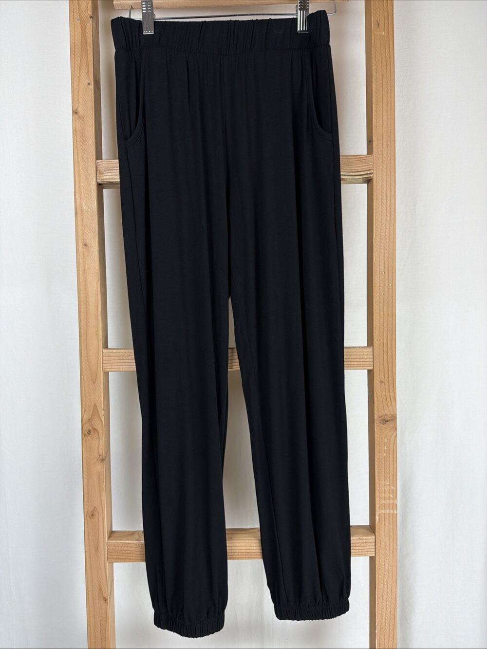 NWT Inoah Black Pockets Pull On Jogger Pants #0863 Size XL USA